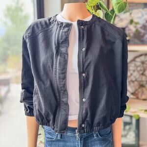 White House Black Market, Black Cropped Collarless Bomber Jacket, Women's XS